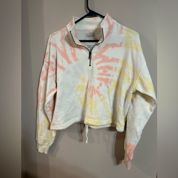 American Eagle size small tie-dye crop quarter zip pull over sweater - Picture 4 of 6